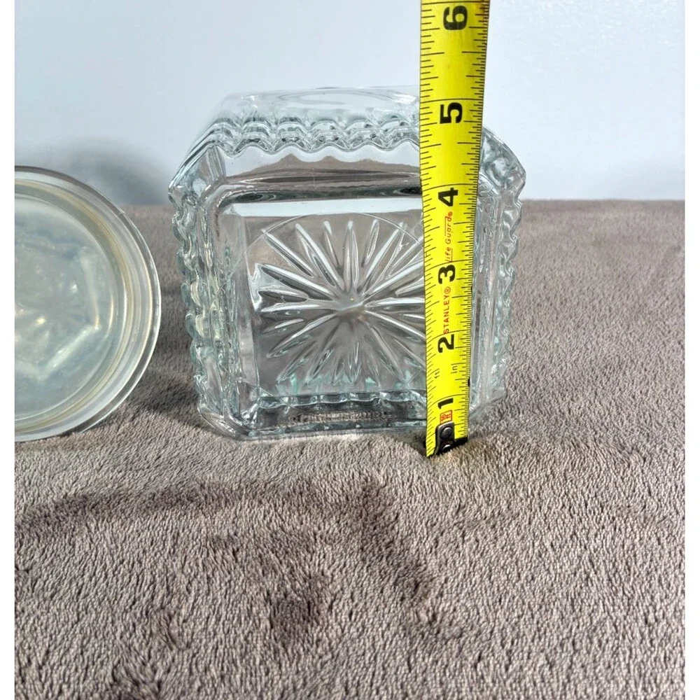 Vintage Clear Glass Apothecary Candy Cookie Storage Jar Canister w Lid 7 Inch